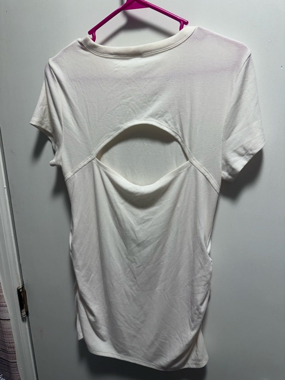 Basic Short Sleeve Tee Dress in Cream - Picture 3 of 3